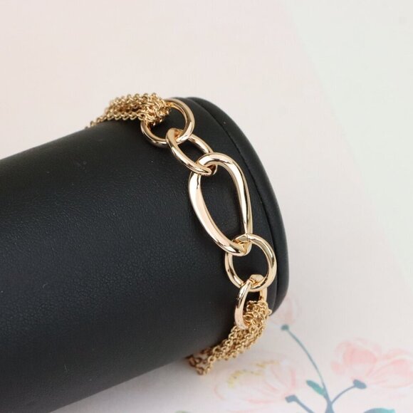 "Chunky Oval Chain Rose Gold Bracelet with Layered Tassel Detail, XPBL1099 - Picture 8 of 12